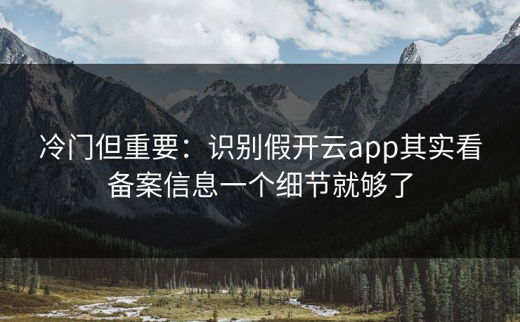 冷门但重要：识别假开云app其实看备案信息一个细节就够了