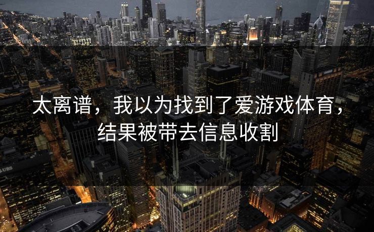 太离谱，我以为找到了爱游戏体育，结果被带去信息收割