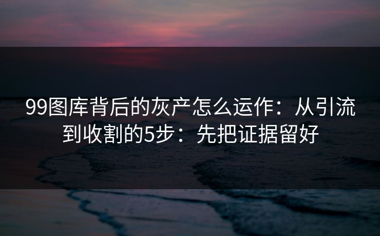 99图库背后的灰产怎么运作：从引流到收割的5步：先把证据留好